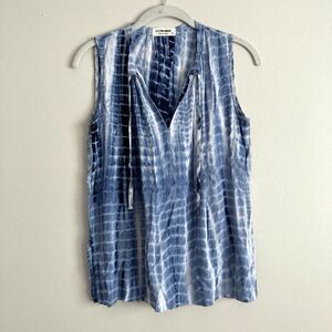 4OUR DREAMERS Anthropologie Womens Blue White Tie Dye Tank Top Size XS Rayon